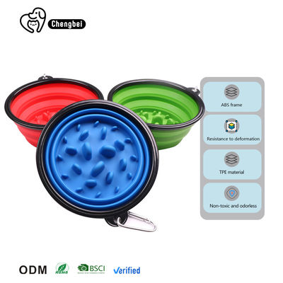 पालतू बिल्ली धीमी फीडर सिलिकॉन पोर्टेबल फोल्डेबल तह कुत्ते कटोरा आउटडोर गतिविधियों